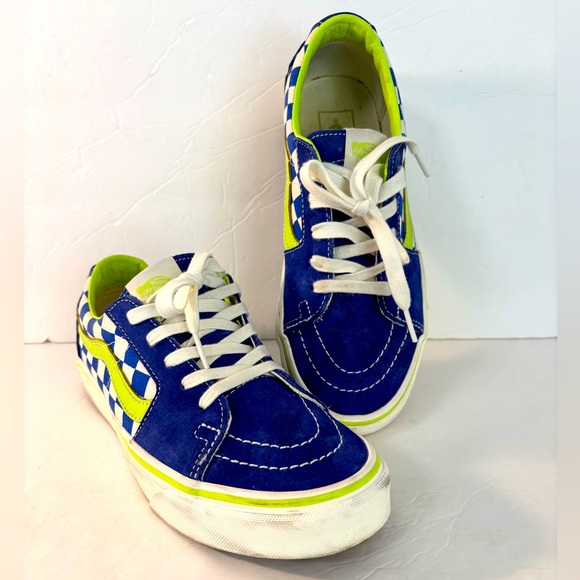 VANS SK8 Blue Green Checkerboard  Sneakers Size 7.5 - Picture 1 of 9